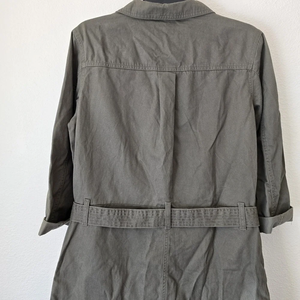 NWT H&M Coverall‎ Utility Jumpsuit Women Sz 6 Cotton Olive Green Barn Chore Work
